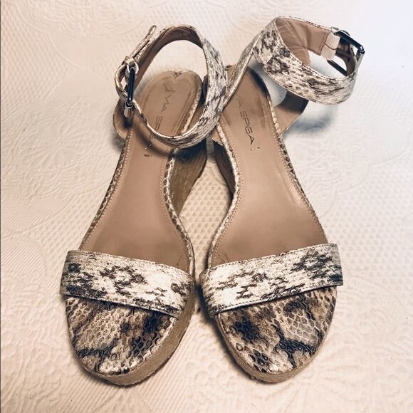 Via Spiga Leather Snakeskin Print Wedge Espadrille - Picture 2 of 6